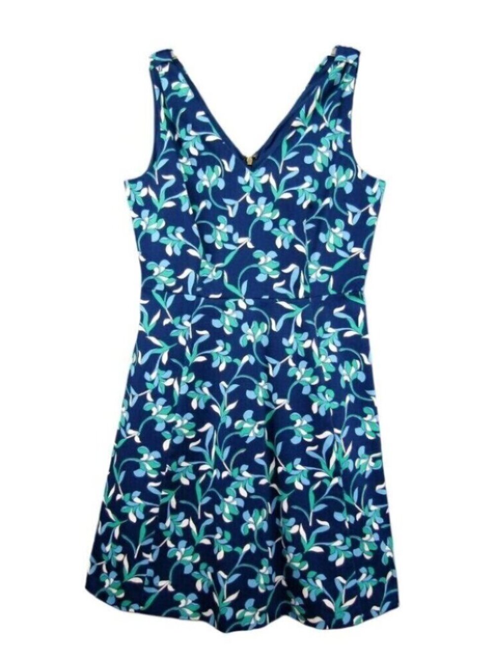 Draper James Floral Knot Love Circle Dress Womens Size 8 Blue Sleeveless